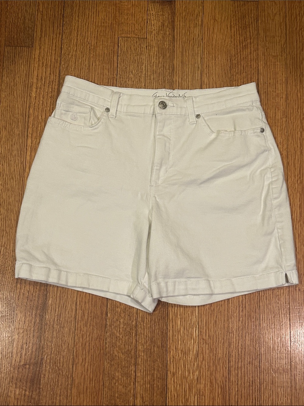 Gloria Vanderbilt White High Waist Denim Shorts Size 10